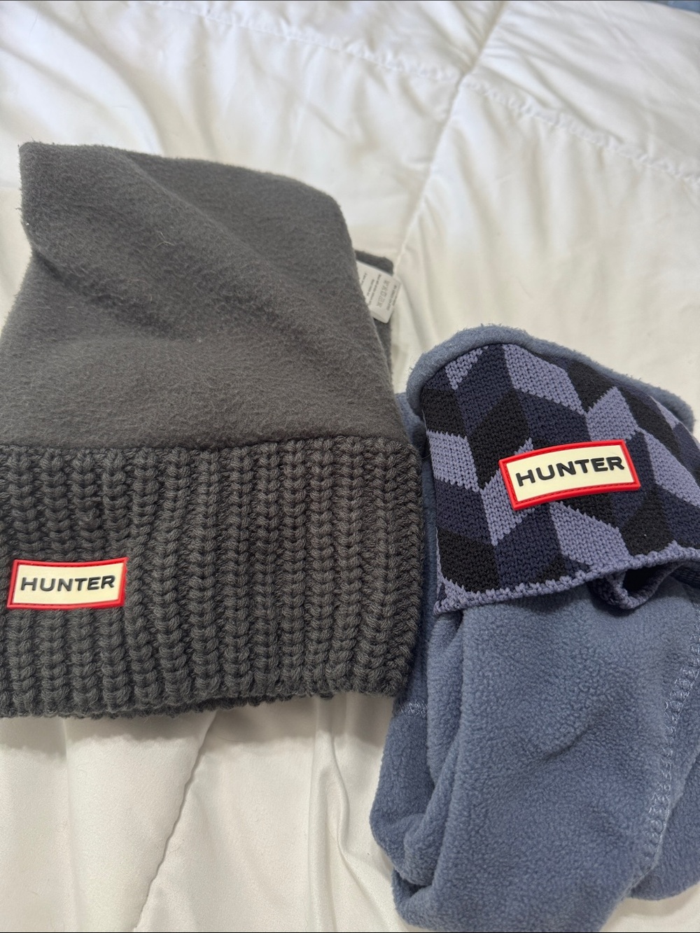 Hunter Two-Pairs Knit boot sock liners in Charcoal Gray & Slate Blue medium EUC